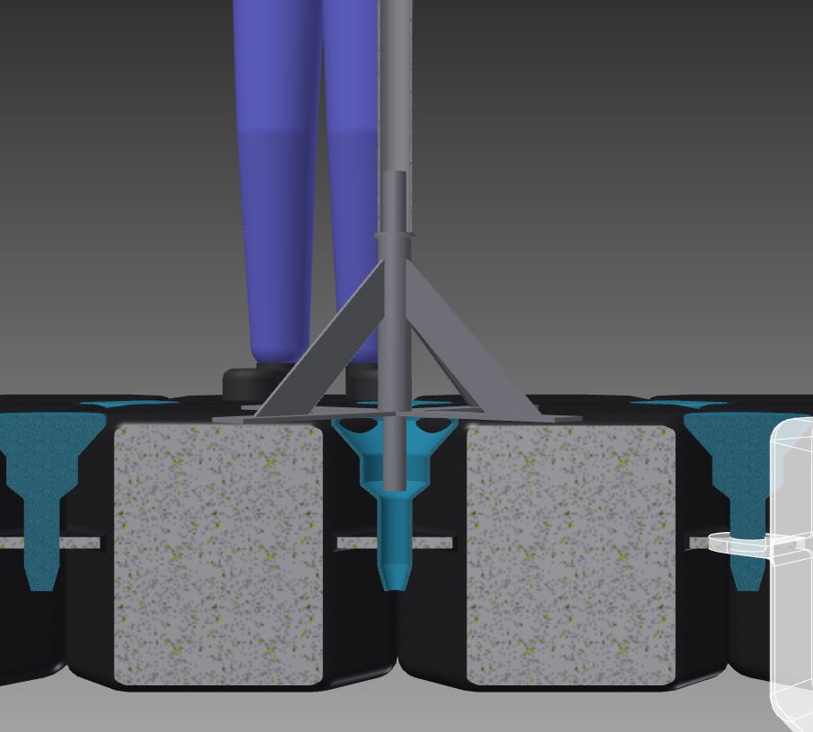 Mit dem Plattform Adapter von inventied lassen sich Gerüstkonstruktion auf auf Schwimmplattformen errichten.
