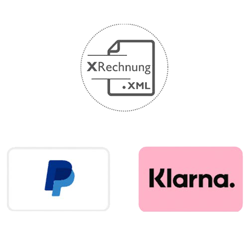 Bezahlung mit Klarna, Paypal oder XRechnung bei inventied