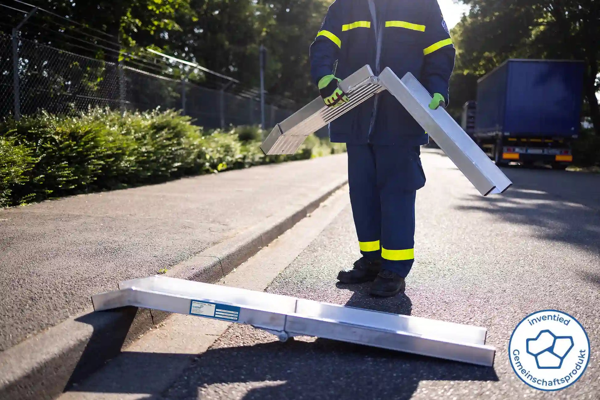 Rollwagenrampe Vario von inventied im Einsatz